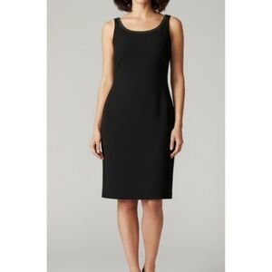 Ann Taylor Classic Black Midi Dress, Double Stitching-like On Neckline, 2P, GUC✔